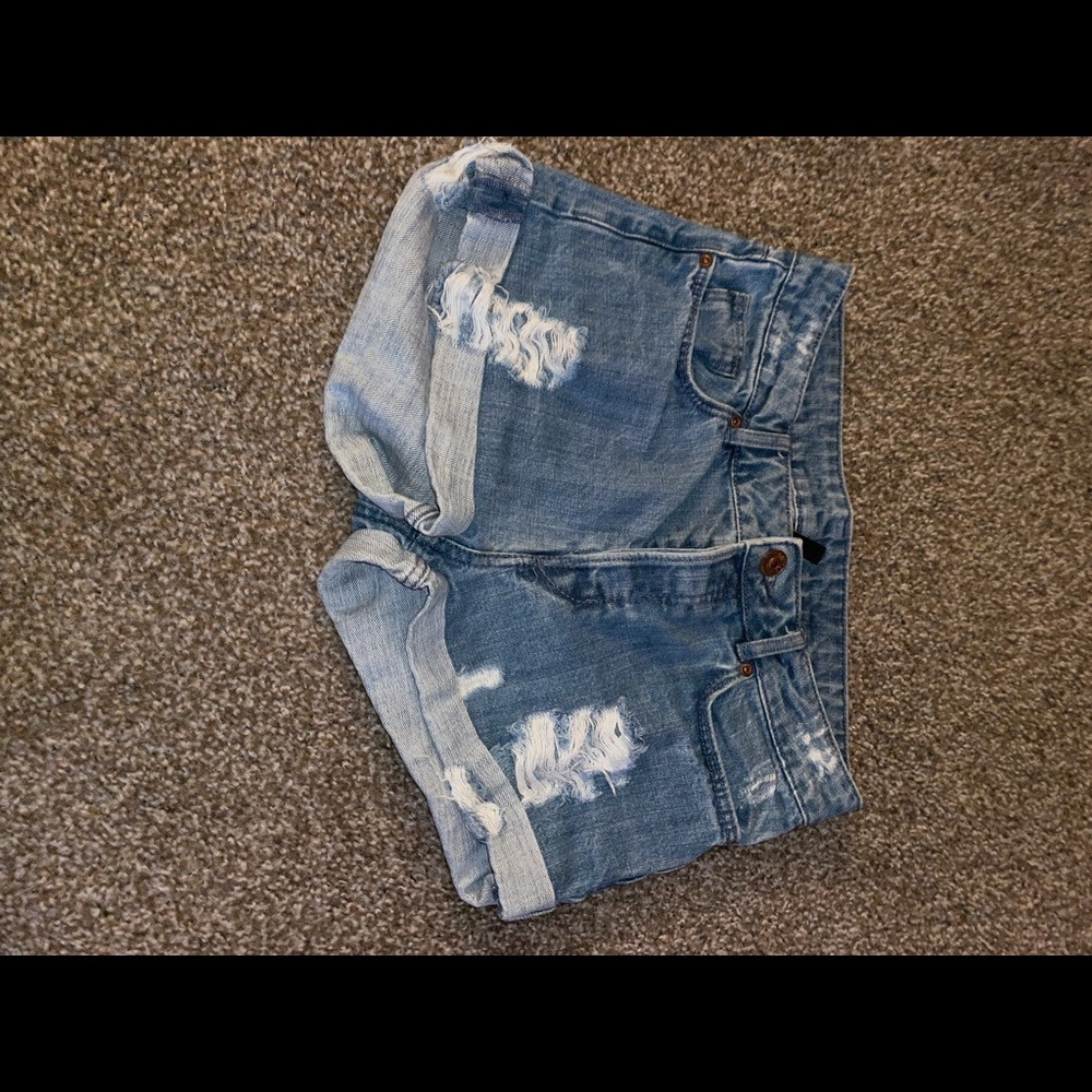 Ripped jean shorts
